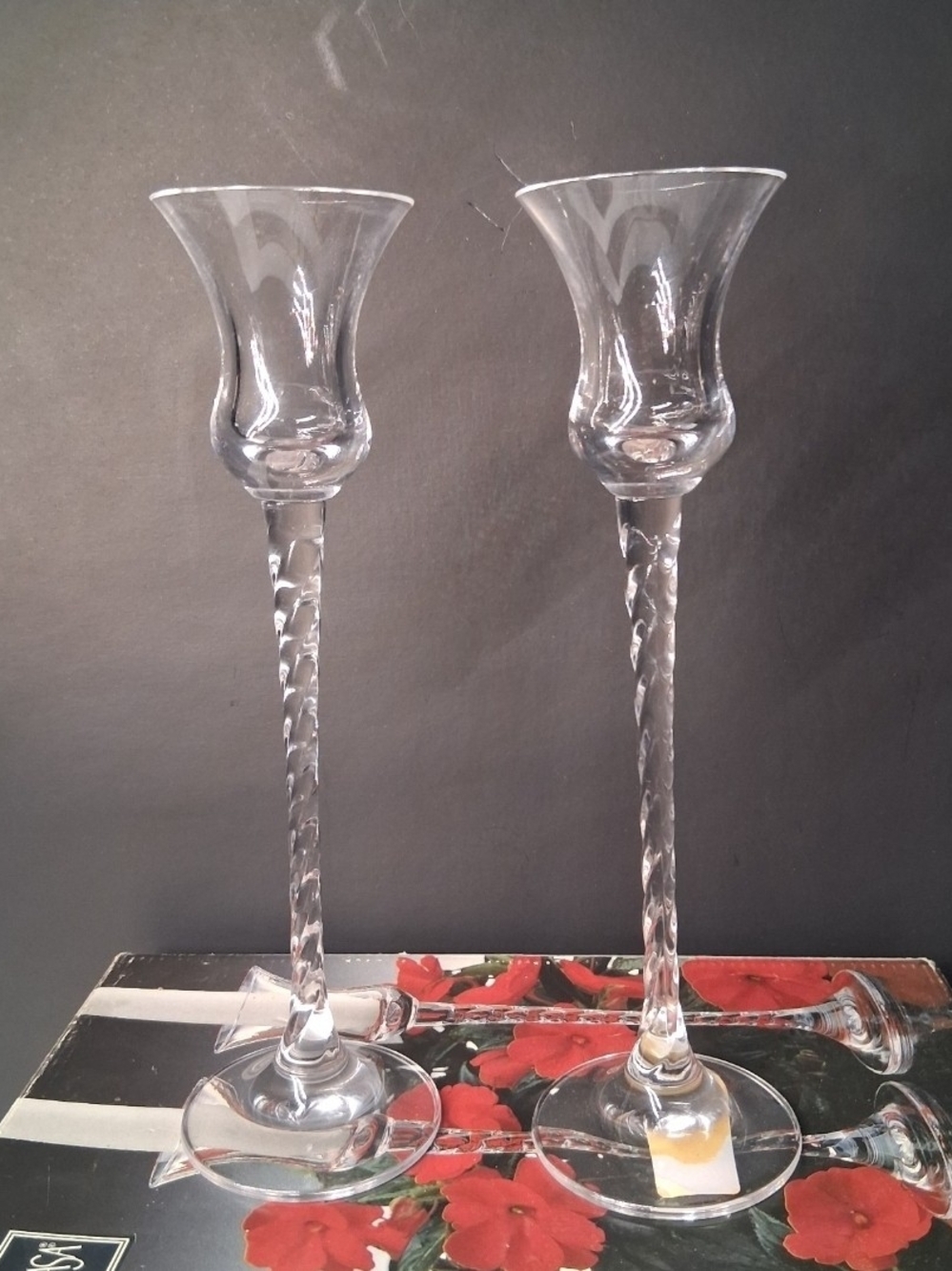 Mikasa Austrian Crystal Everest Candle Holder Pair New in Box 9” Votive